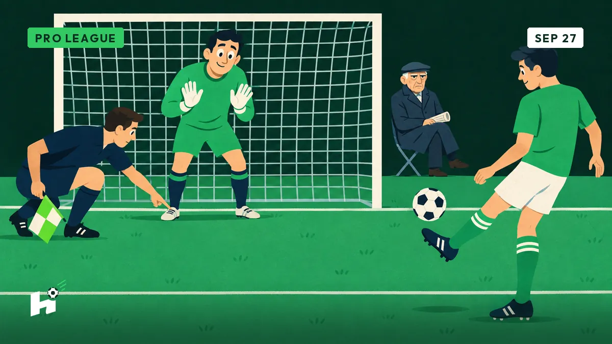 A penalty retaken ends in a saved panenka, Marcel watches the goal line